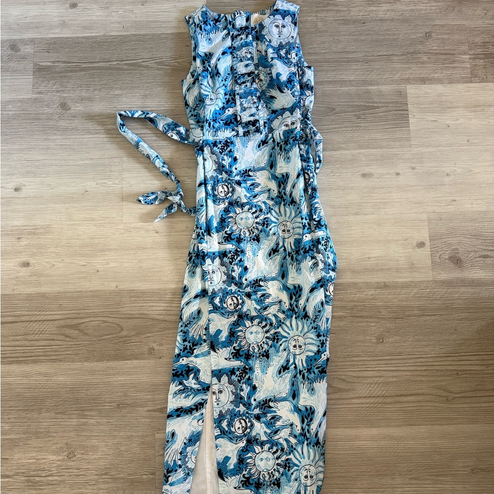 Lilly Pulitzer Blue & White Floral Maxi Shift Dress - Picture 4 of 5